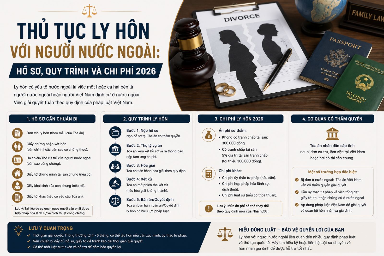 Thủ Tục Ly Hôn Với Người Nước Ngoài: Hồ Sơ, Quy Trình Và Chi Phí 2026