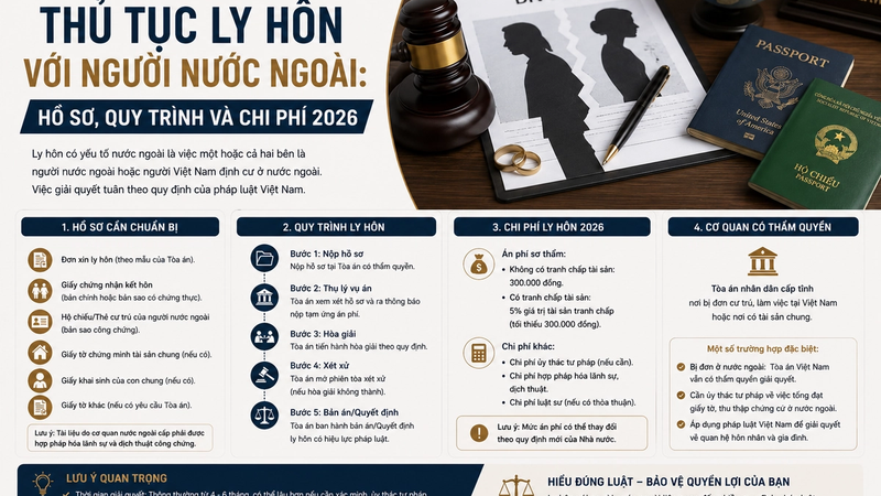 Thủ Tục Ly Hôn Với Người Nước Ngoài: Hồ Sơ, Quy Trình Và Chi Phí 2026