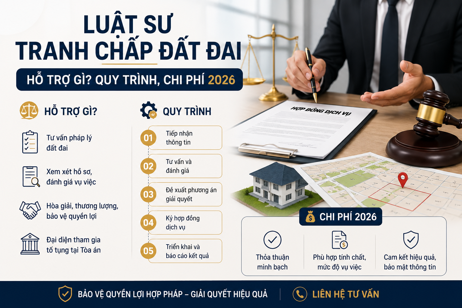 Luật Sư Tranh Chấp Đất Đai: Hỗ Trợ Gì? Quy Trình, Chi Phí 2026