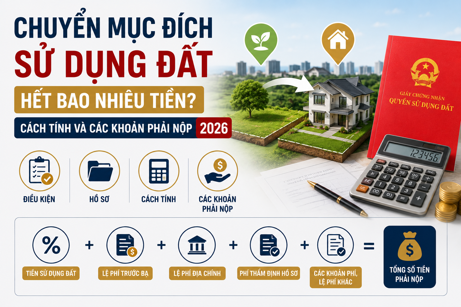 Chuyển Mục Đích Sử Dụng Đất Hết Bao Nhiêu Tiền? Cách Tính Và Các Khoản Phải Nộp 2026