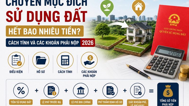 Chuyển Mục Đích Sử Dụng Đất Hết Bao Nhiêu Tiền? Cách Tính Và Các Khoản Phải Nộp 2026