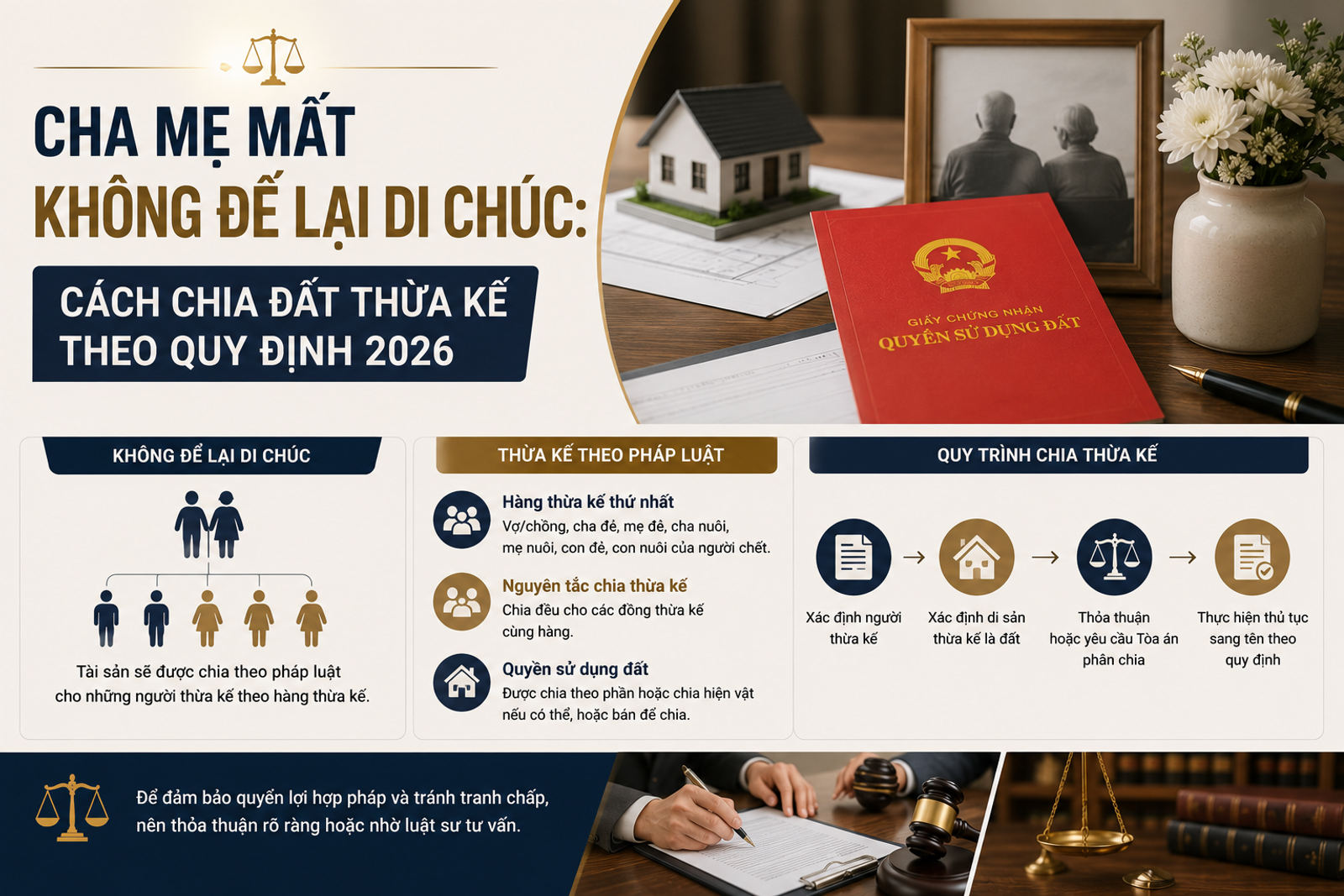 Cha Mẹ Mất Không Để Lại Di Chúc: Cách Chia Đất Thừa Kế Theo Quy Định 2026