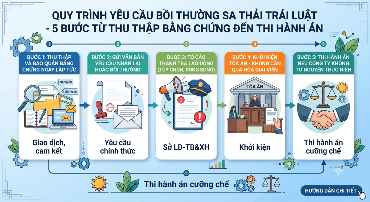 Quy trình yêu cầu bồi thường khi bị sa thải trái luật - từ thu thập bằng chứng đến khởi kiện tòa án