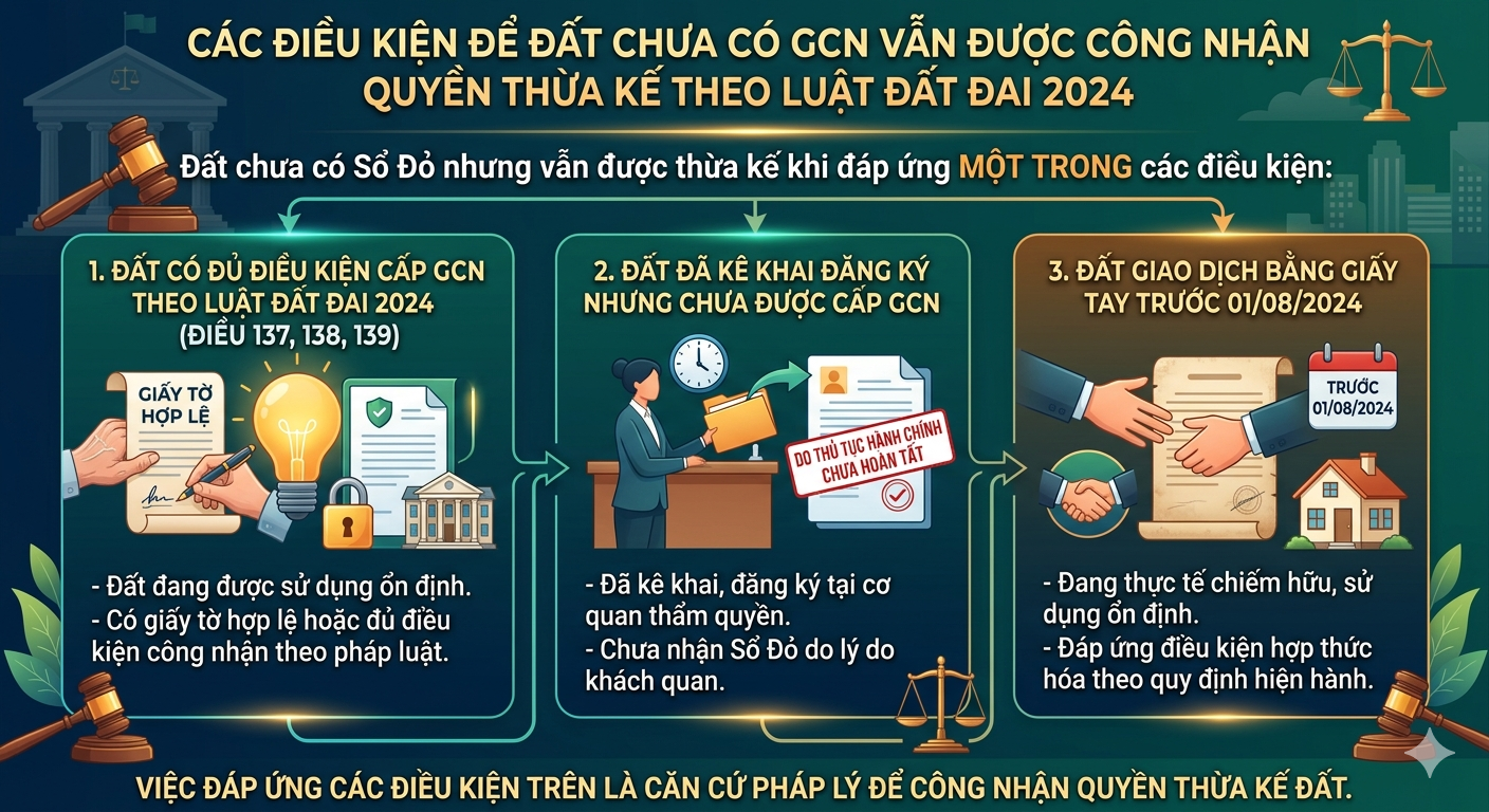 Điều kiện để thừa kế đất chưa có Giấy chứng nhận quyền sử dụng đất