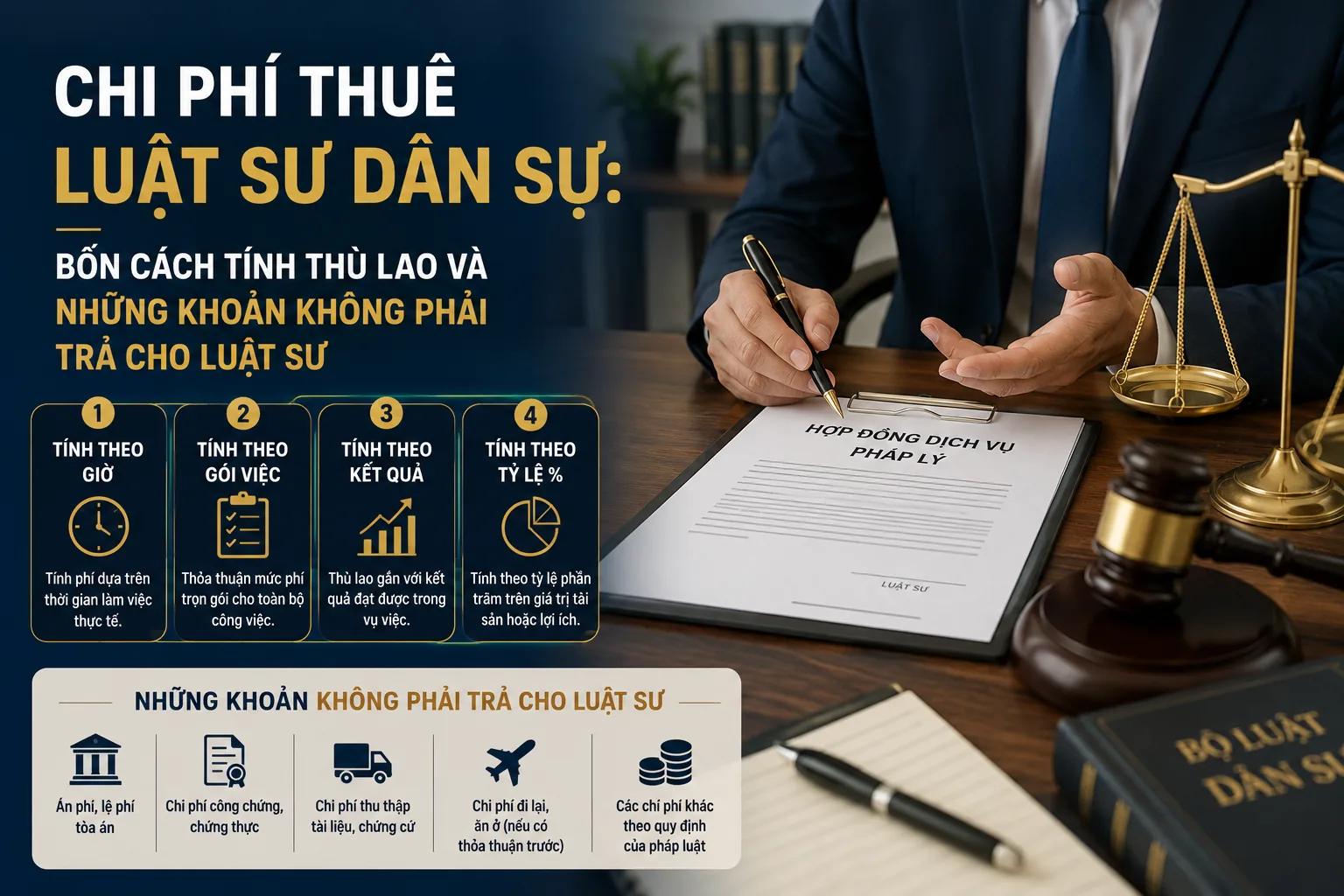 Chi Phí Thuê Luật Sư Dân Sự: Bốn Cách Tính Thù Lao Và Những Khoản Không Phải Trả Cho Luật Sư