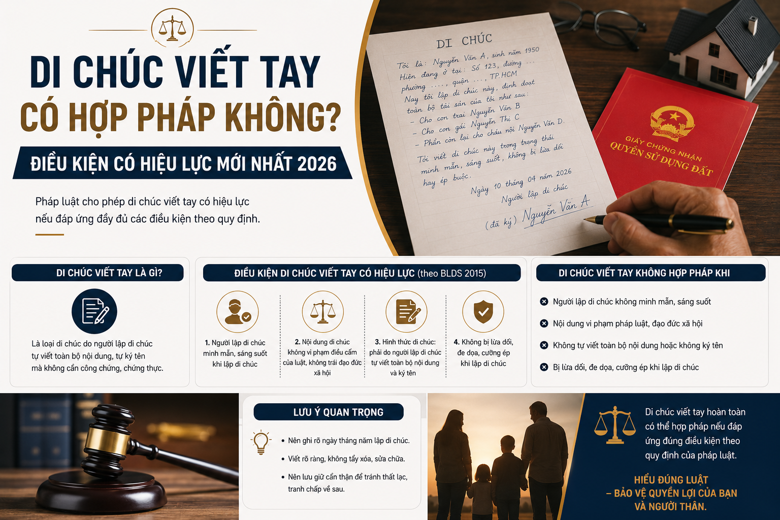 Di Chúc Viết Tay Có Hợp Pháp Không? Điều Kiện Có Hiệu Lực Mới Nhất 2026