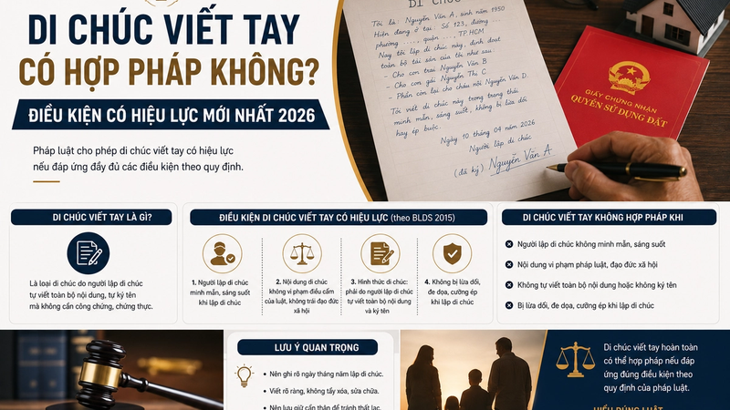Di Chúc Viết Tay Có Hợp Pháp Không? Điều Kiện Có Hiệu Lực Mới Nhất 2026