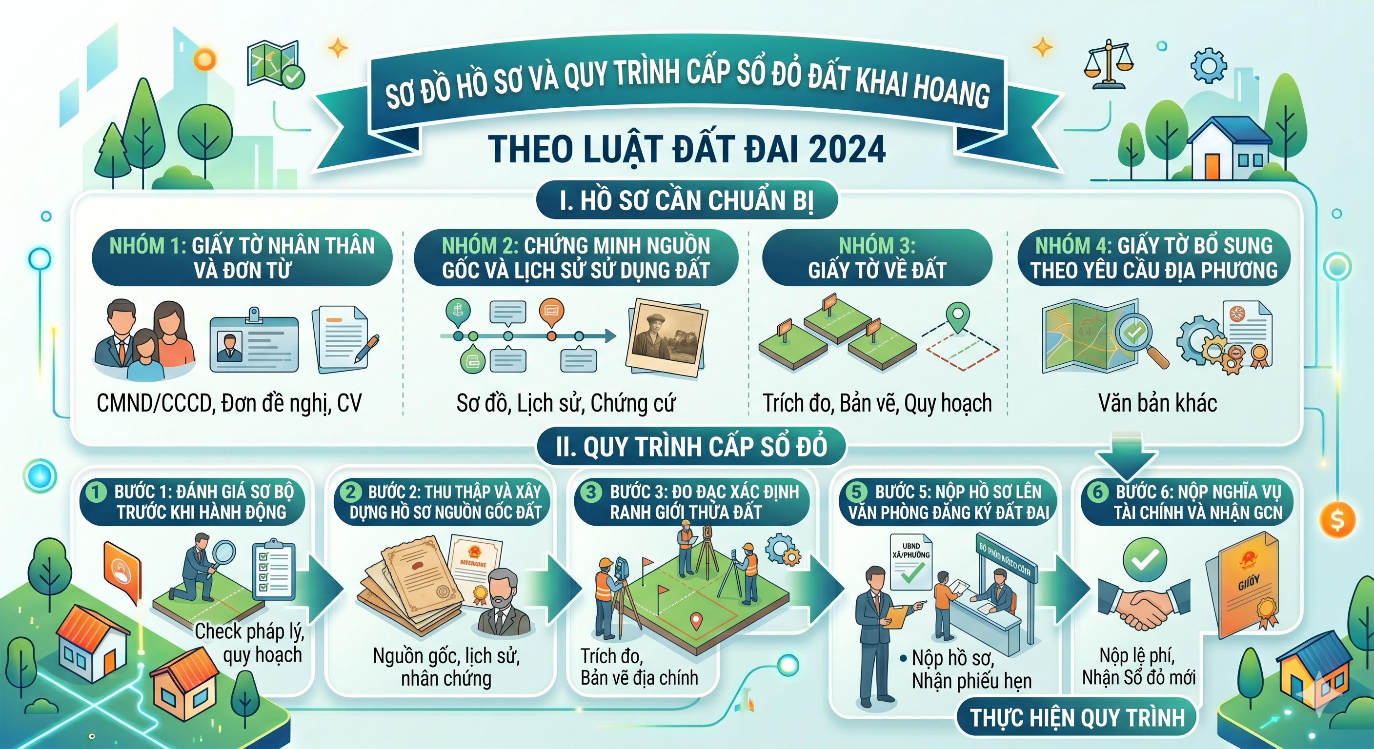 Hồ sơ và thủ tục cấp sổ đỏ đất khai hoang - các bước và giấy tờ cần chuẩn bị 2026