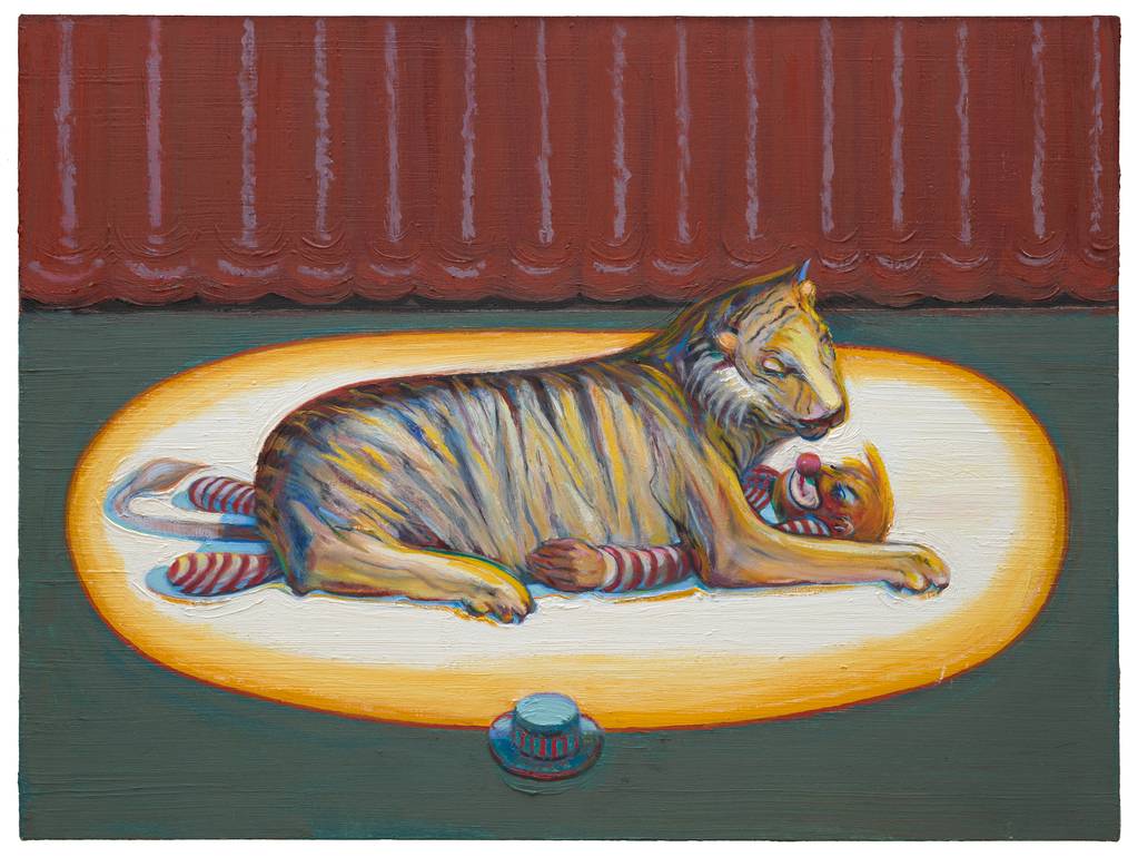 韦恩·蒂博(Wayne Thiebaud),《Clown and Beast》,2018—2019年;SFMOMA馆藏,Wayne Thiebaud Foundation捐赠以纪念Paul LeBaron Thiebaud(1960—2010)