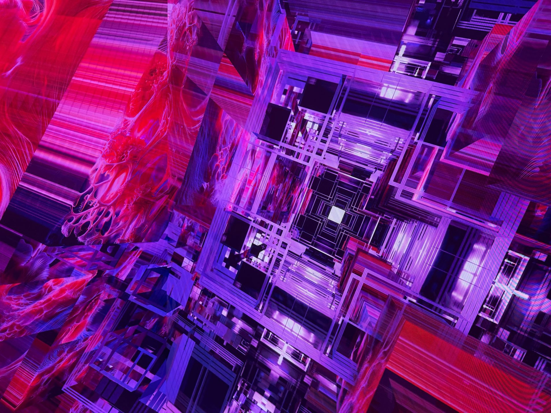 Magenta immersive space inside Dataland’s Infinity Room