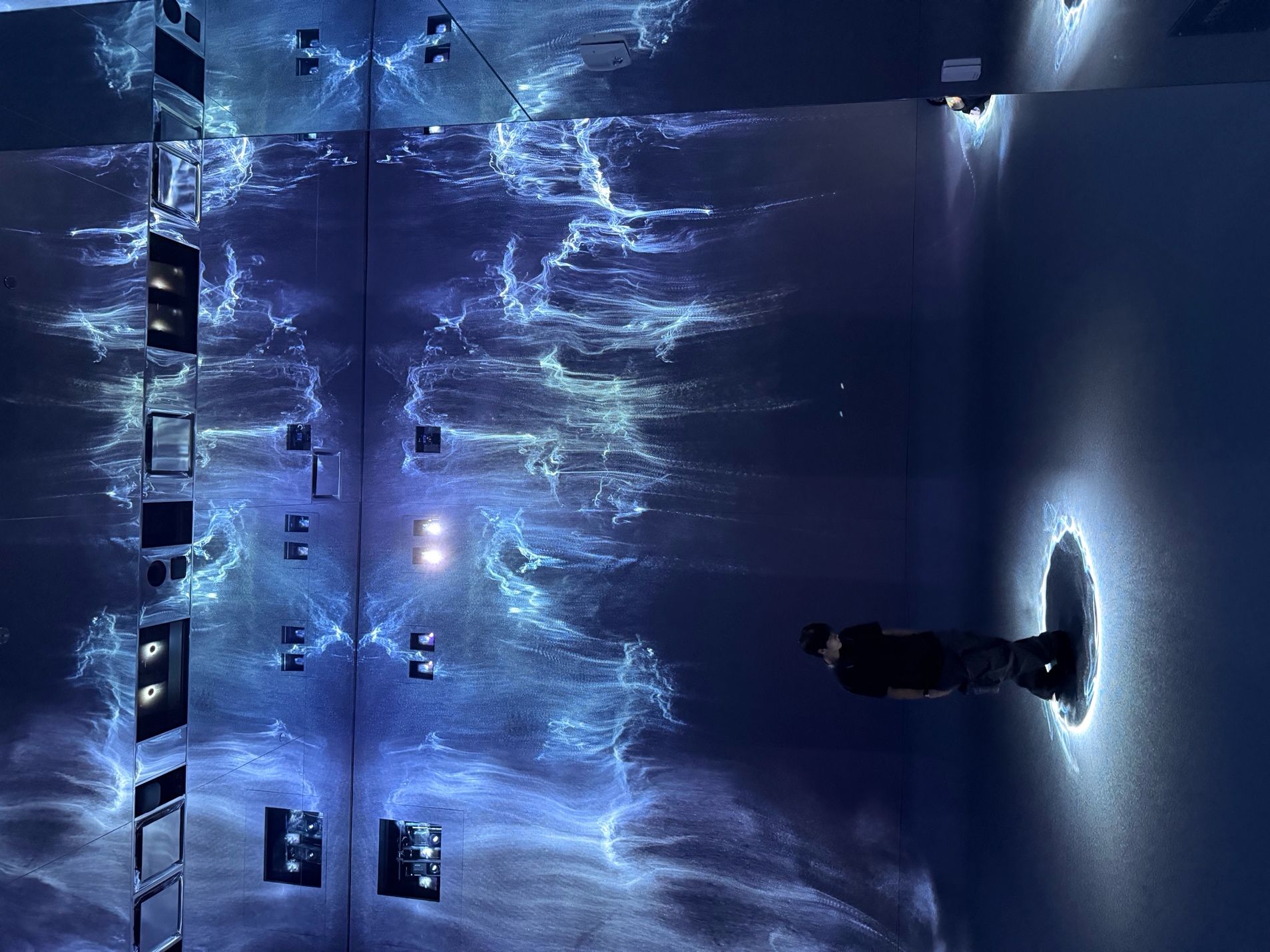 Blue immersive gallery inside Dataland’s Data Pavilion
