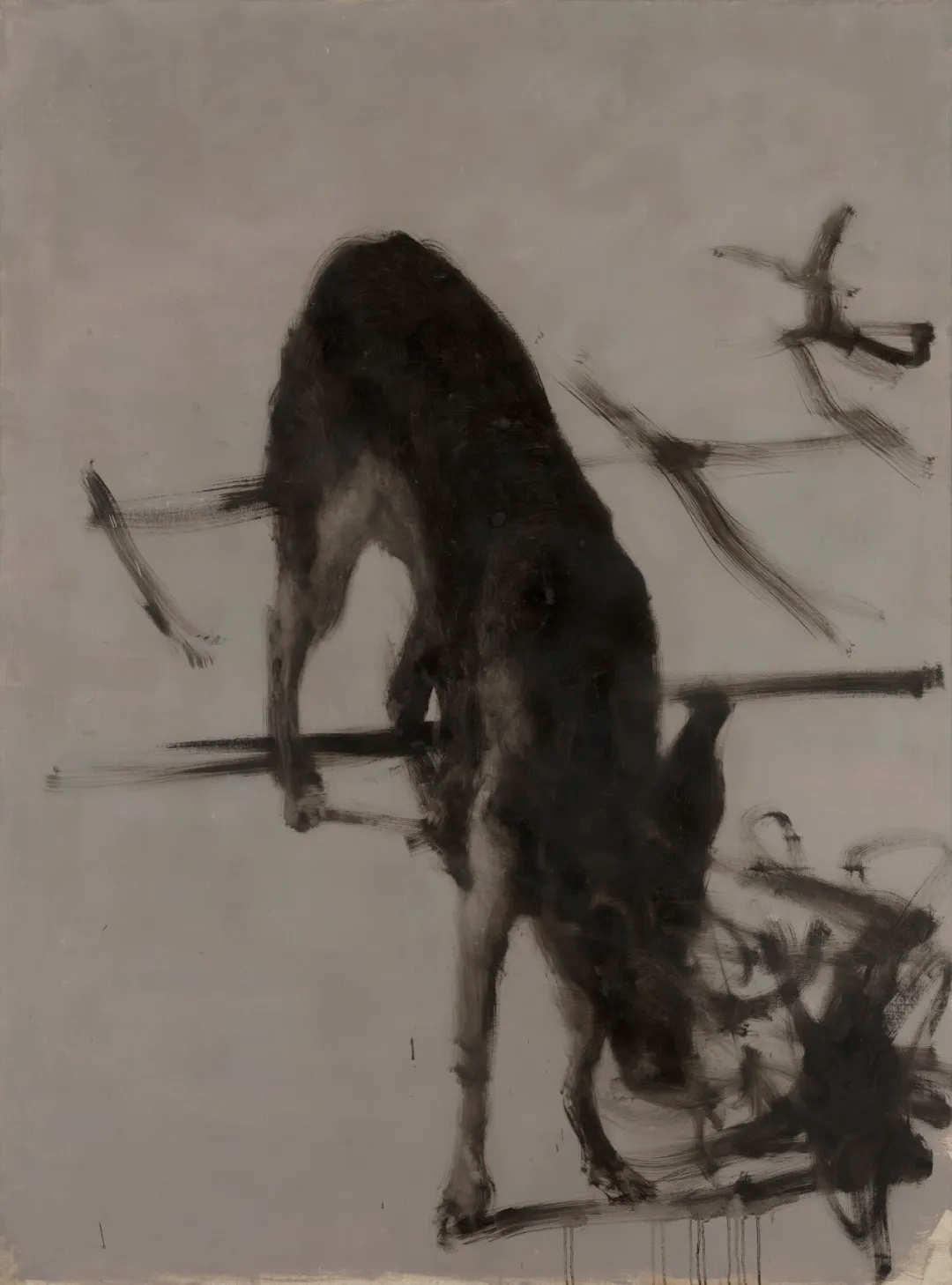 周春芽,《平垣上站着的黑根》,1996