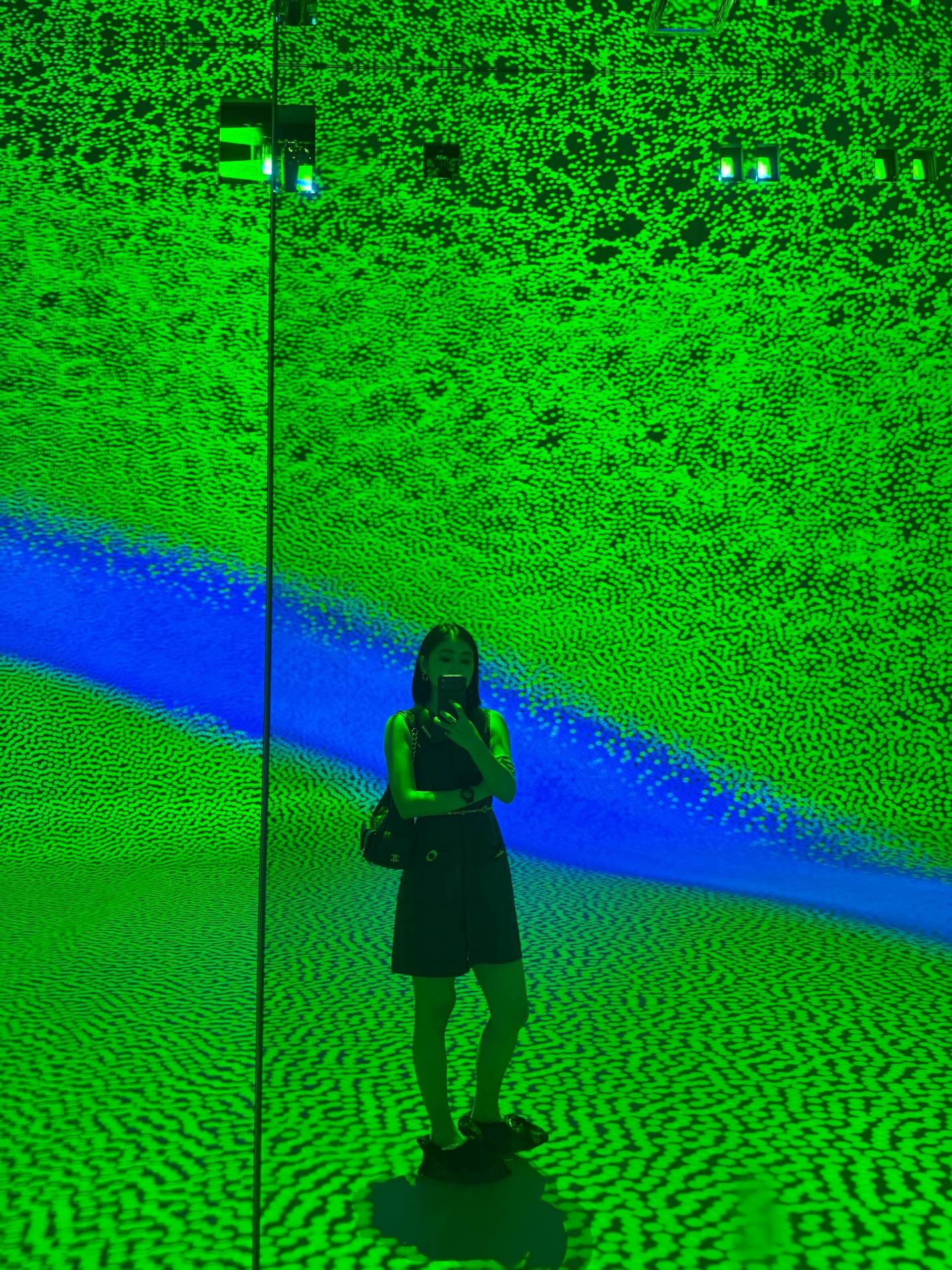 Floor ripples following a visitor’s footsteps in Data Pavilion