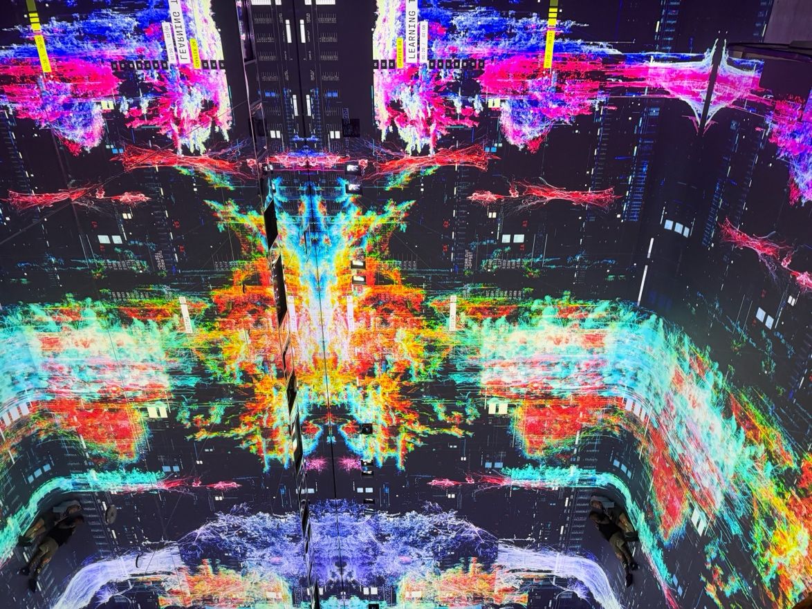 Colorful AI-generated rainforest imagery inside Dataland