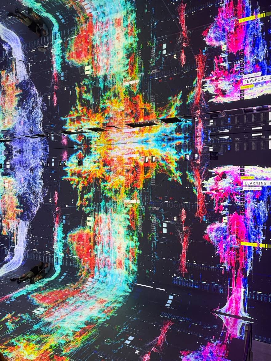 Colorful AI-generated rainforest imagery inside Dataland