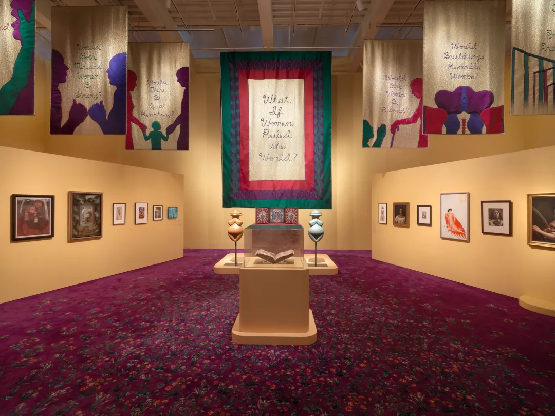 Installation view of Judy Chicago: Herstory, New Museum, 2023–24.