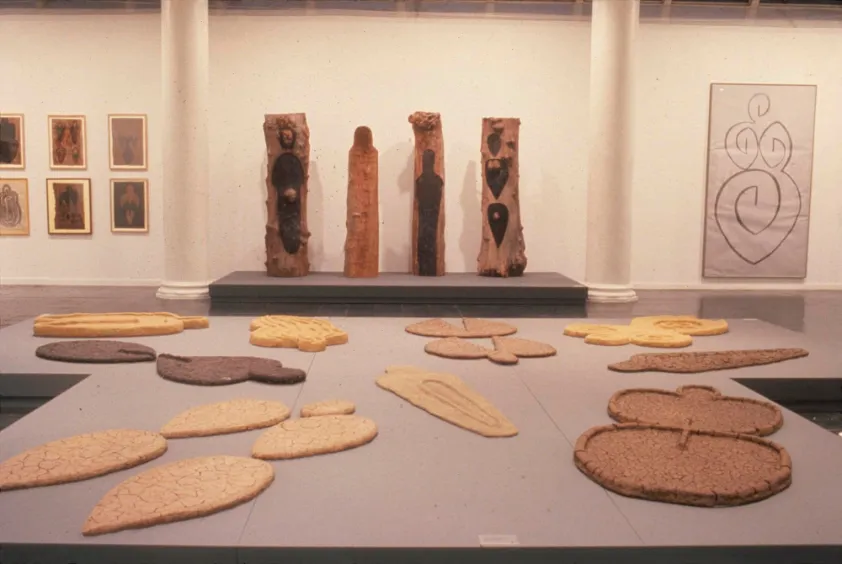 Installation view of Ana Mendieta: A Retrospective, New Museum, 1987.