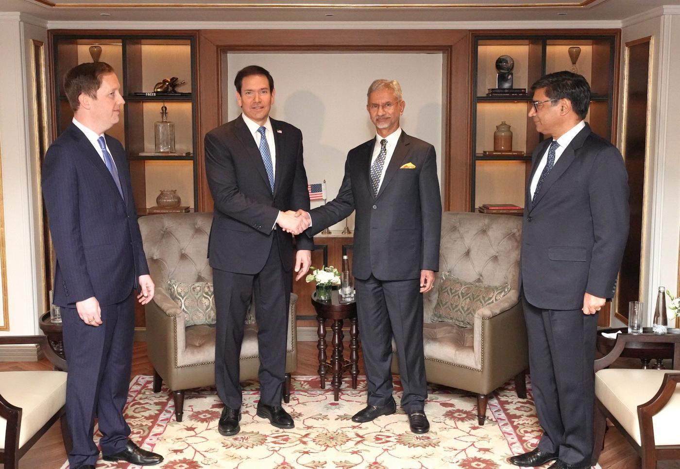 Secretary of State Marco Rubio and Indian External Affairs Minister Subrahmanyam Jaishankar shake hands in Mumbai, India, October 20, 2026 (Official State Department photo via @SecRubio / public domain)