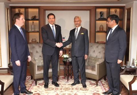 Secretary of State Marco Rubio and Indian External Affairs Minister Subrahmanyam Jaishankar shake hands in Mumbai, India, October 20, 2026 (Official State Department photo via @SecRubio / public domain)