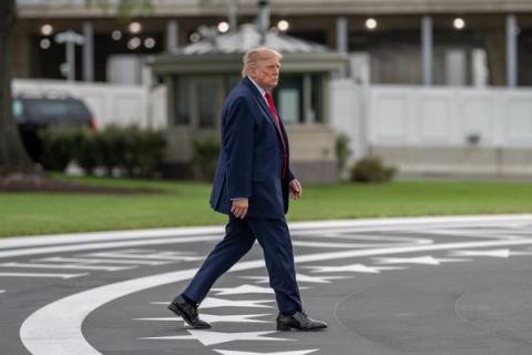 Interim: President Donald J. Trump boards Marine One on the South Lawn of the White House, Saturday, September 26, 2026, en route Joint Base Andrews for a trip to Knoxville, Tennessee. (Official White House Photo by Molly Riley, P20260926MR-0636)