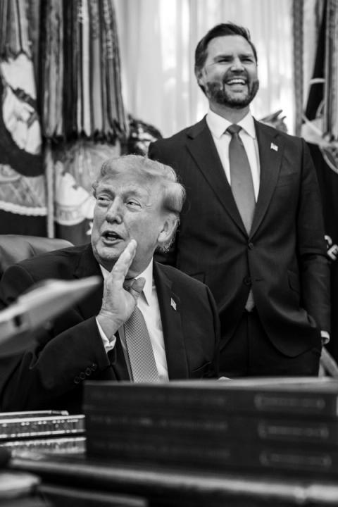 President Donald J. Trump and Vice President JD Vance in the Oval Office, October 20, 2026 (Official White House Photo by Joyce N. Boghosian / public domain)