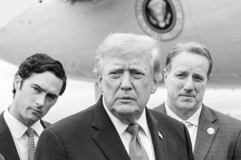 Stand-in photo (Oct. 1, 2026): President Donald J. Trump disembarks Air Force One with members of Congress and speaks to the press, at Dallas Fort Worth International Airport, Texas on Thursday, October 1, 2026. (Official White House Photo by Molly Riley)