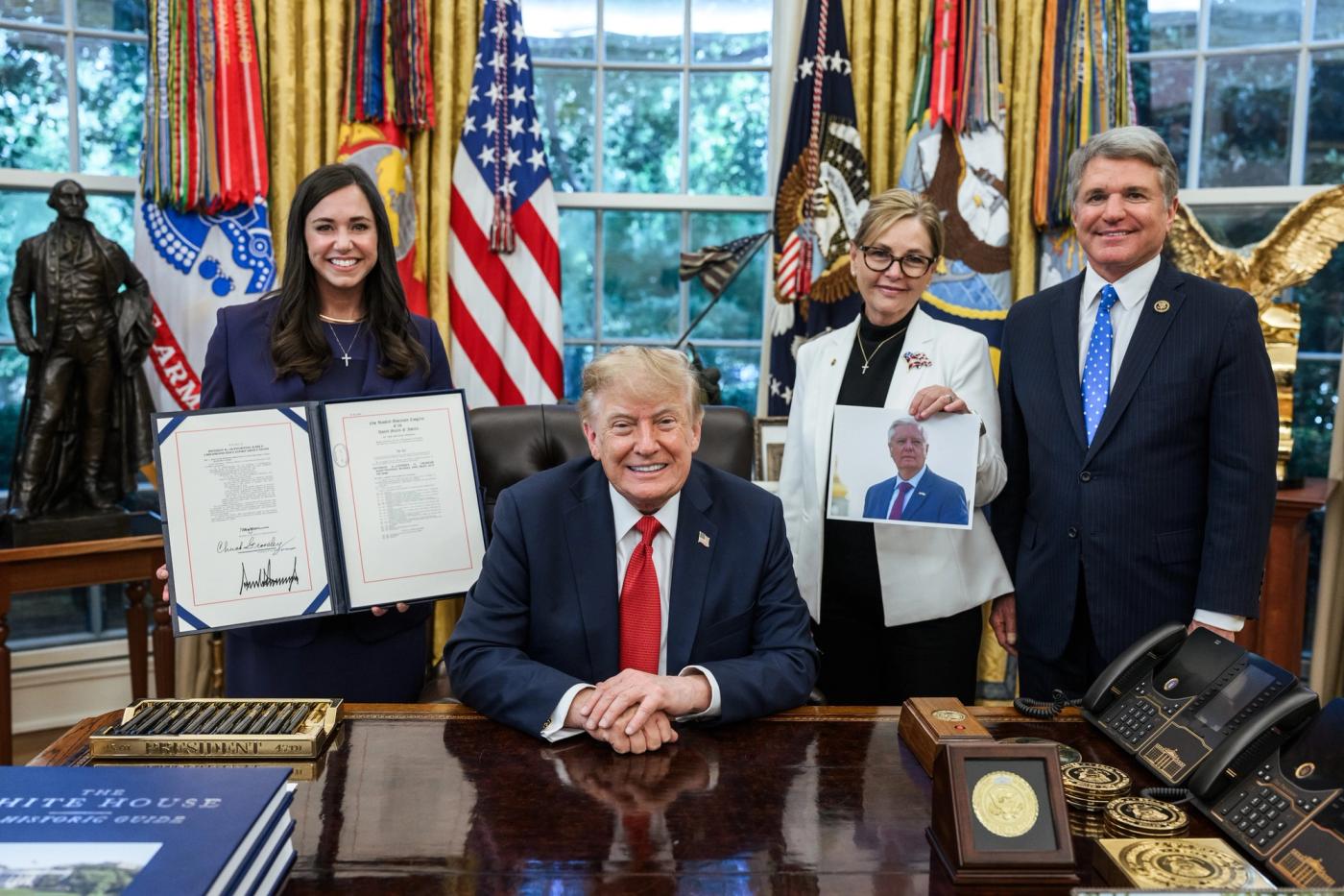 Stand-in photo (Sept. 18, 2026): President Donald J. Trump signs a bill sanctioning Russia - the Lindsey O. Graham Sanctioning Russia and Iran Act - in the Oval Office, Friday, September 18, 2026. (Official White House Photo by Joyce N. Boghosian)