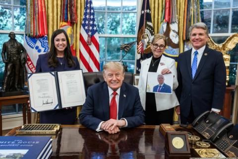 Stand-in photo (Sept. 18, 2026): President Donald J. Trump signs a bill sanctioning Russia - the Lindsey O. Graham Sanctioning Russia and Iran Act - in the Oval Office, Friday, September 18, 2026. (Official White House Photo by Joyce N. Boghosian)