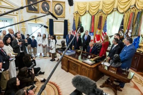 Stand-in photo (October 7, 2026): President Donald J. Trump makes an announcement in the Oval Office, October 7, 2026 (Official White House Photo by Joyce N. Boghosian / public domain)