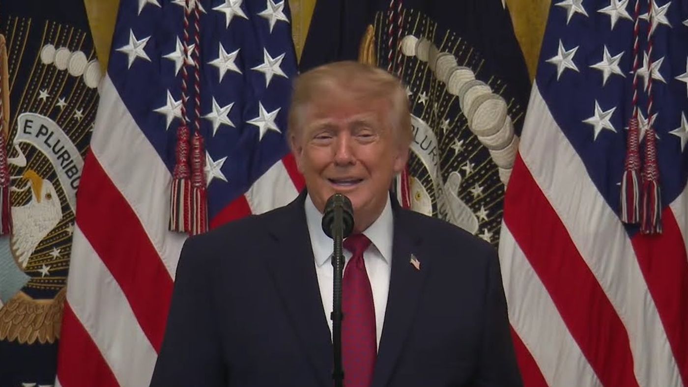 President Donald J. Trump delivers remarks at the White House Hispanic Heritage Month celebration, September 30, 2026 (frame from the official White House video, lower banner cropped).