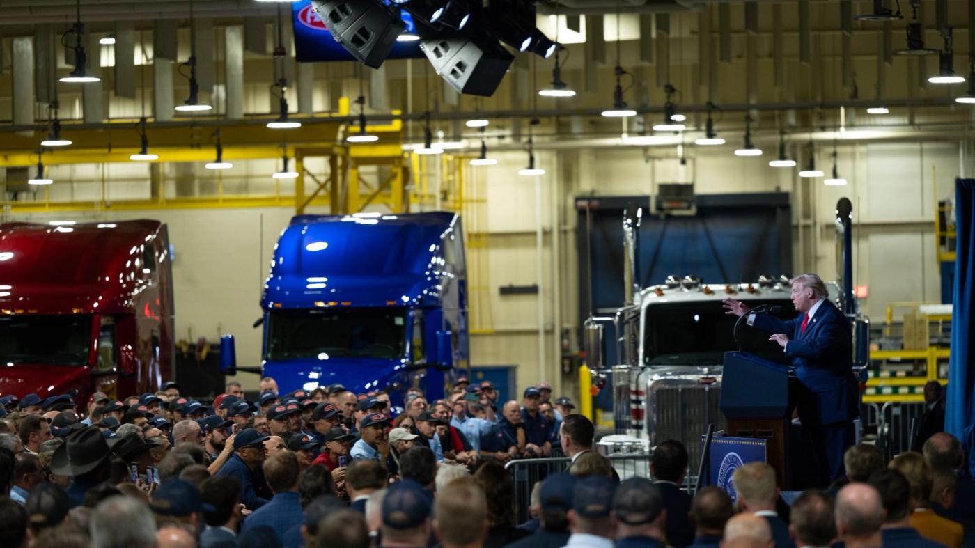 Stand-in photo (Oct. 1, 2026): President Donald J. Trump delivers remarks at the Peterbilt Motors Company in Denton, Texas, Thursday, October 1, 2026. (Official White House Photo by Molly Riley)