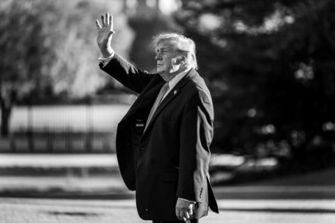 Stand-in photo (October 20, 2026): President Donald J. Trump waves as he boards Marine One on the South Lawn of the White House en route to a campaign trip, October 20, 2026 (Official White House Photo by Joyce N. Boghosian / public domain)