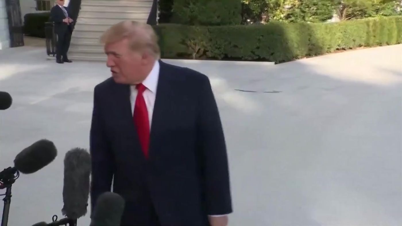 President Donald J. Trump speaks to reporters at microphones outside the White House. (Video still, @RapidResponse47)