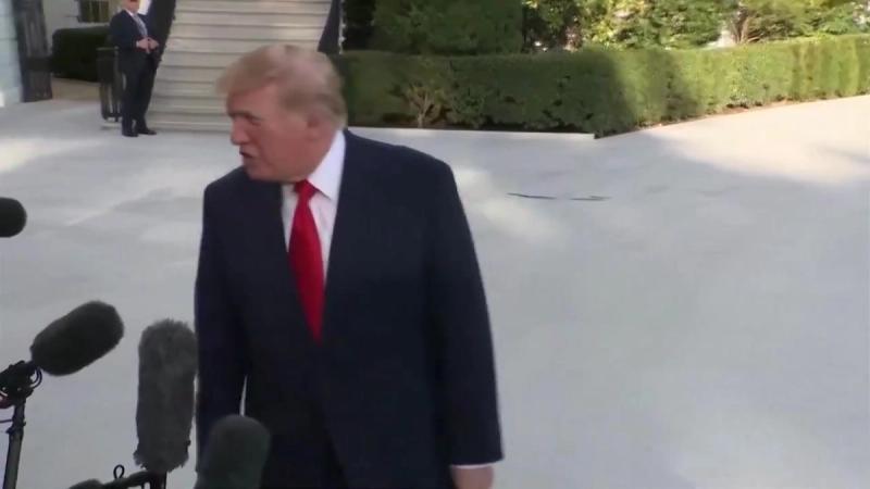 President Donald J. Trump speaks to reporters at microphones outside the White House. (Video still, @RapidResponse47)