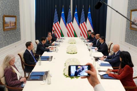 Secretary Marco Rubio meets with Uzbekistan Foreign Minister Bakhtiyor Odilovich Saidov in Samarkand, Uzbekistan, October 19, 2026. (Official State Department photo by Freddie Everett)