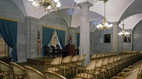 A hearing room inside the Tennessee State Capitol in Nashville (Carol M. Highsmith, Library of Congress, public domain)