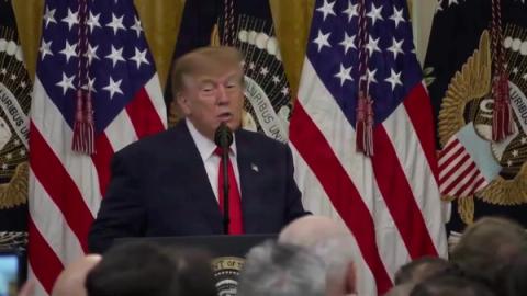 President Trump speaks at the White House Columbus Day Celebration on October 9, 2026, where he previewed a big diesel announcement (still from Official White House video)