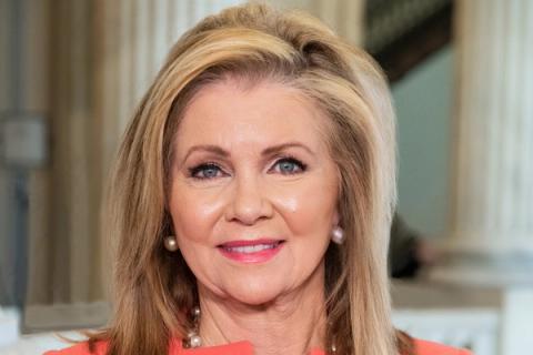 Stand-in photo (116th Congress, 2019–2021): Sen. Marsha Blackburn of Tennessee, official U.S. Senate portrait, 116th Congress (U.S. Senate Photography / public domain)