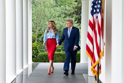 Stand-in photo (August 20, 2026): First Lady Melania Trump and President Donald J. Trump in the Rose Garden of the White House, August 20, 2026 (Official White House Photo by Andrea Hanks / public domain)
