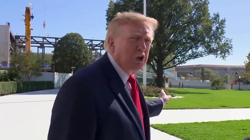 President Trump outside the White House with construction cranes behind him, October 13, 2026 (still from Rapid Response 47 video)