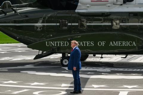 President Donald J. Trump walks to Marine One on the South Lawn of the White House, October 16, 2026 (Official White House Photo by Molly Riley / public domain)