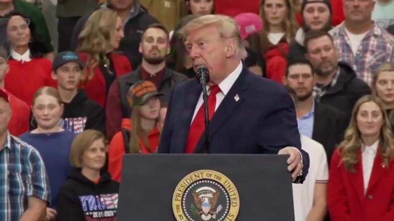 President Trump warns Alaskans never to let the Radical Left return, Wasilla midterm rally, October 13, 2026 (still from Rapid Response 47 video)