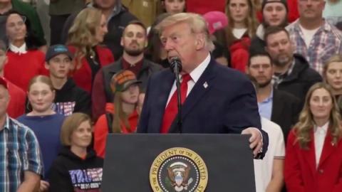 President Trump warns Alaskans never to let the Radical Left return, Wasilla midterm rally, October 13, 2026 (still from Rapid Response 47 video)
