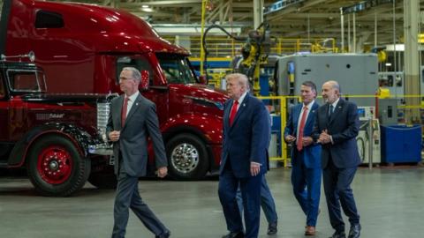 Stand-in photo (Oct. 1, 2026): President Donald J. Trump tours the Peterbilt Motors manufacturing facility in Denton, Texas, Thursday, October 1, 2026. (Official White House Photo by Molly Riley)
