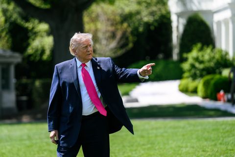 President Trump on the South Lawn, April 16, 2026 — Official White House Photo (P20260416MR-0620), interim until a Butler-Vandalia stage or arrival still posts