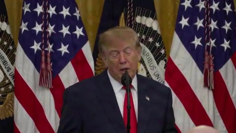 President Trump speaks at a lectern at the White House on October 9, 2026, where he said the Fort Hood killer will face the death penalty by firing squad (still from Official White House video)