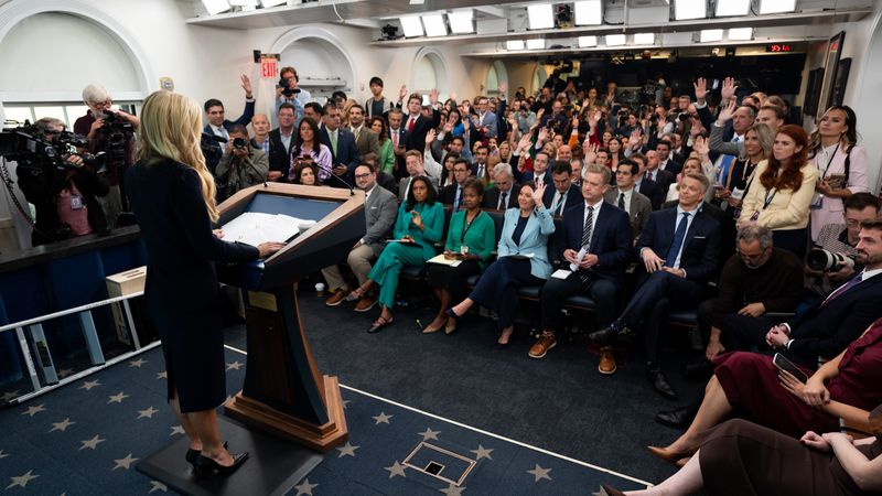 White House Press Secretary Katie Zacharia holds first press briefing in the James S. Brady Press Briefing Room of the White House, Tuesday, October 13, 2026. (Official White House Photo by Andrea Hanks)