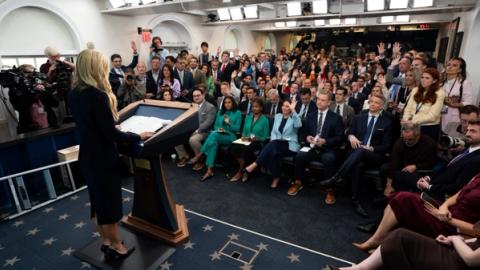 White House Press Secretary Katie Zacharia holds first press briefing in the James S. Brady Press Briefing Room of the White House, Tuesday, October 13, 2026. (Official White House Photo by Andrea Hanks)