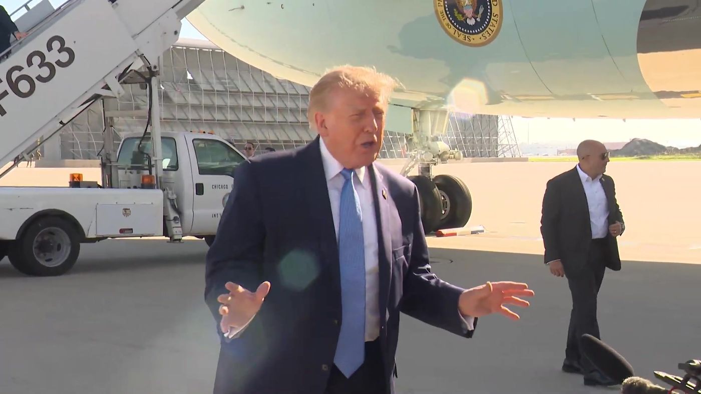 President Trump — Chicago Air Force One arrival press gaggle, September 27, 2026