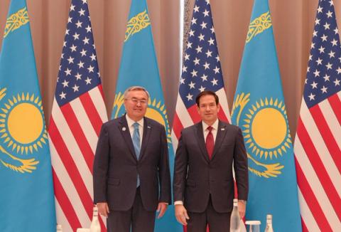 Secretary Marco Rubio meets with Kazakhstan Foreign Minister Mukhtar Tileuberdi in Samarkand, Uzbekistan, October 19, 2026. (Official State Department photo by Freddie Everett)